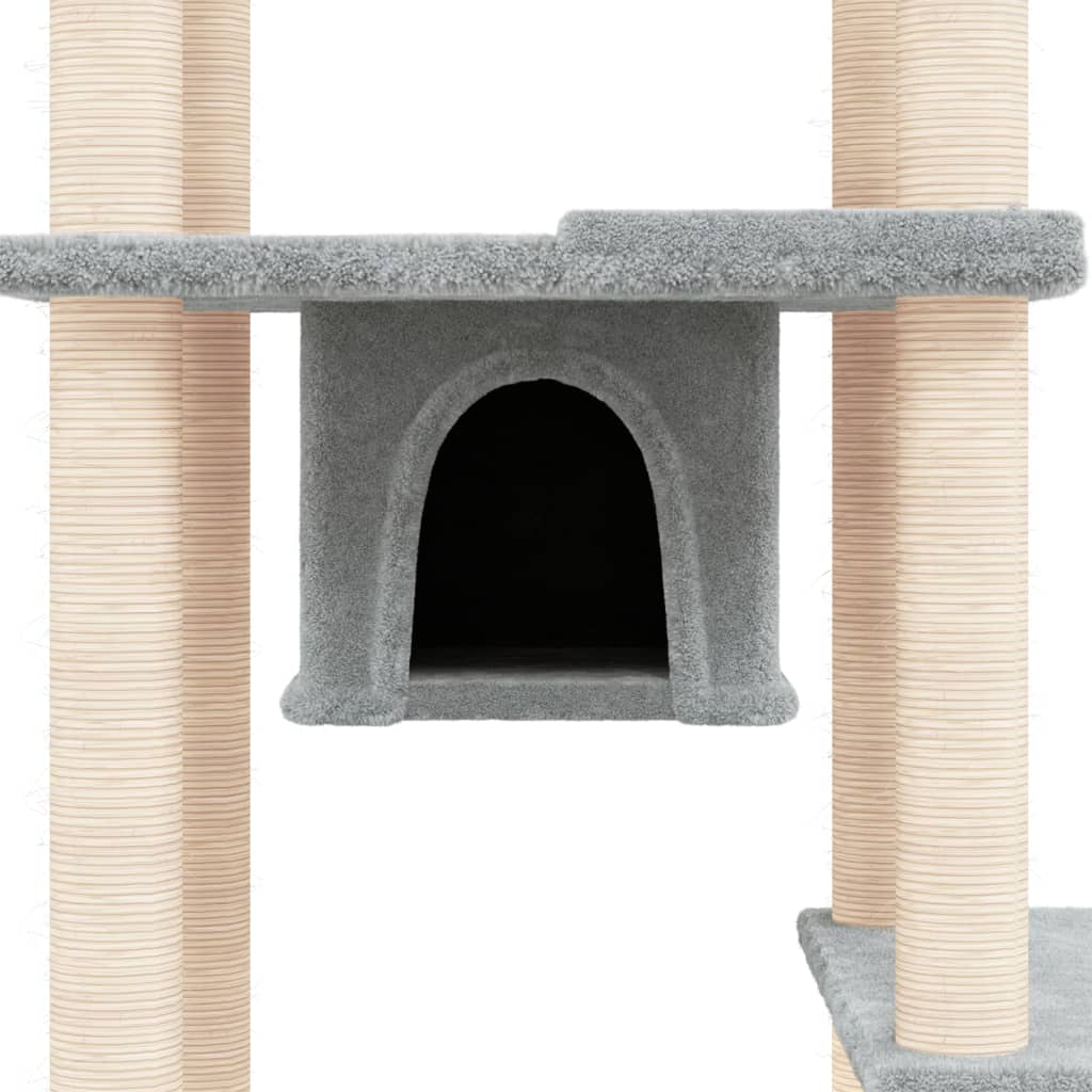 Cat Tree with Sisal Scratching Posts Light Grey 176 Cm