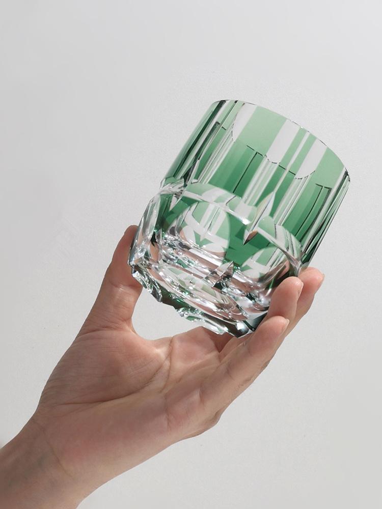 250ml Green Bamboo Whiskey Rock Glass 2023 Latest Japan KAGAMI Design Crystal Wine Tasting Cup Spirits Liquor XO Whisky Snifter