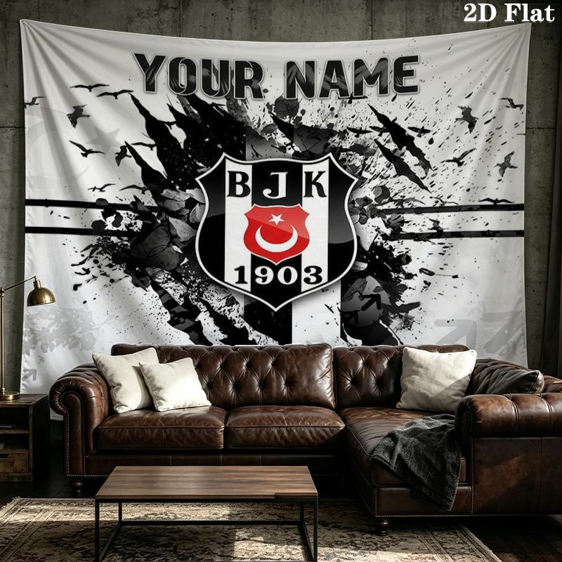 Custom Name Besiktas Printed Tapestry – Wall Hanging for Bedrooms, Dorms, and Home Decor