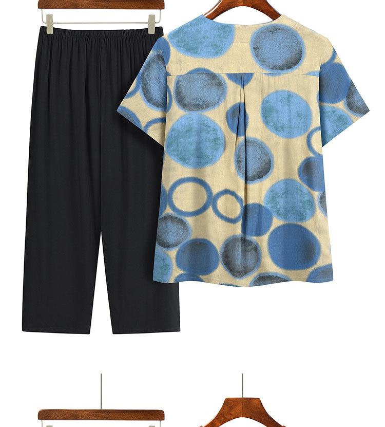 Summer Print Two-Piece Set for Middle-Aged and Elderly Women: Short-Sleeved Top and Grandma Style Outfit