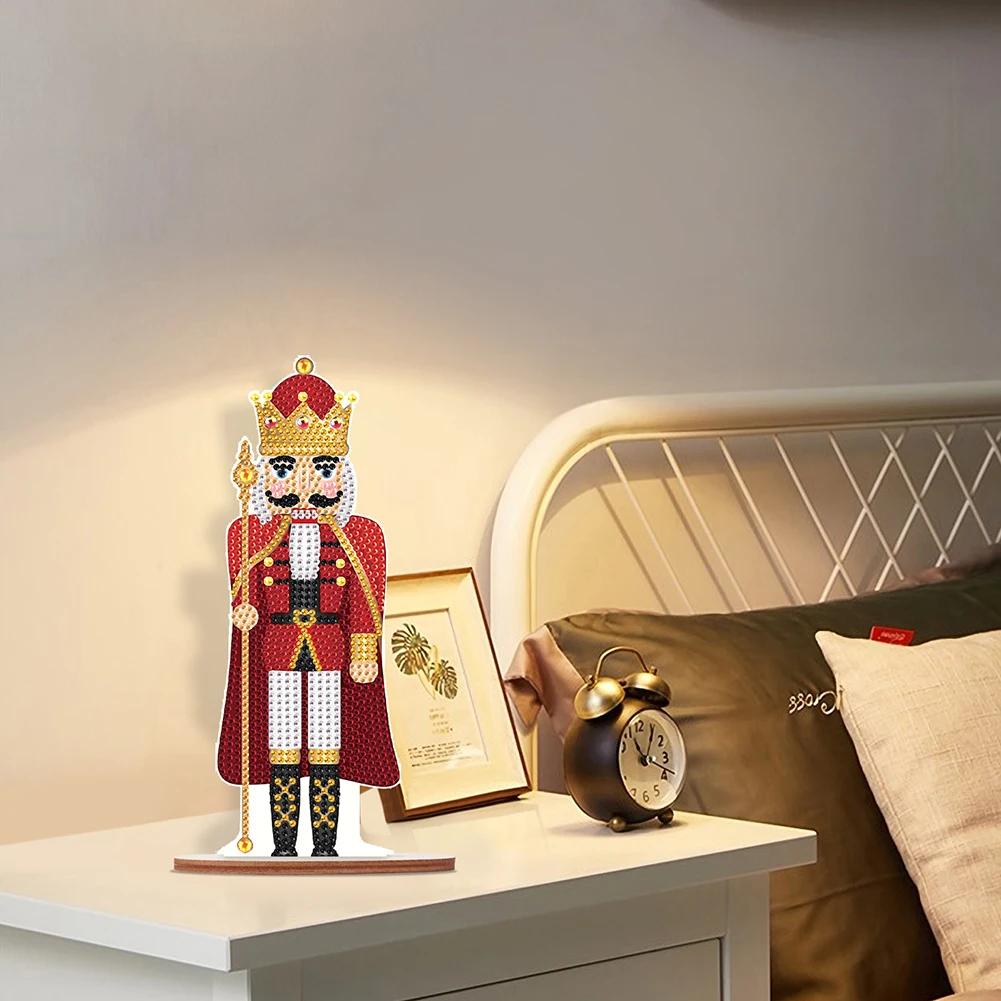 Diamond Painting Christmas Ornament Wooden Desktop Nutcracker Table Top Diamond Painting Decor for Home Office Desktop Decor