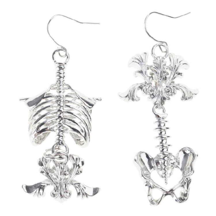 

Ornate Skeleton Earrings Intricate Metalwork Gothic Jewelry Zinc Alloy Unique Fashion Gift for Girl Ear Accessories серебряный