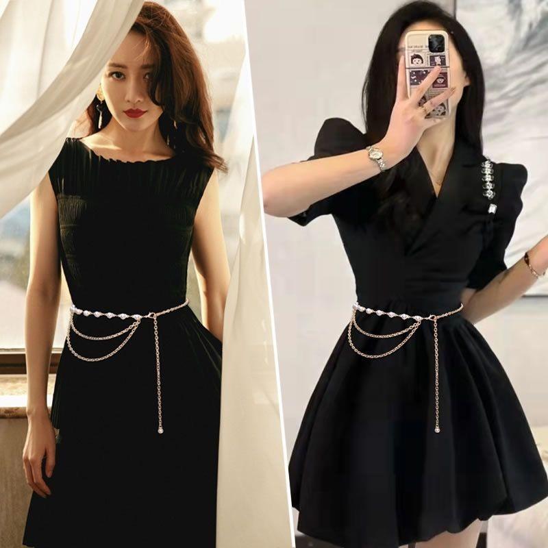 Elegant Double Layer Waist Chain For Women With Pearl Accents For Skirts And Dresses