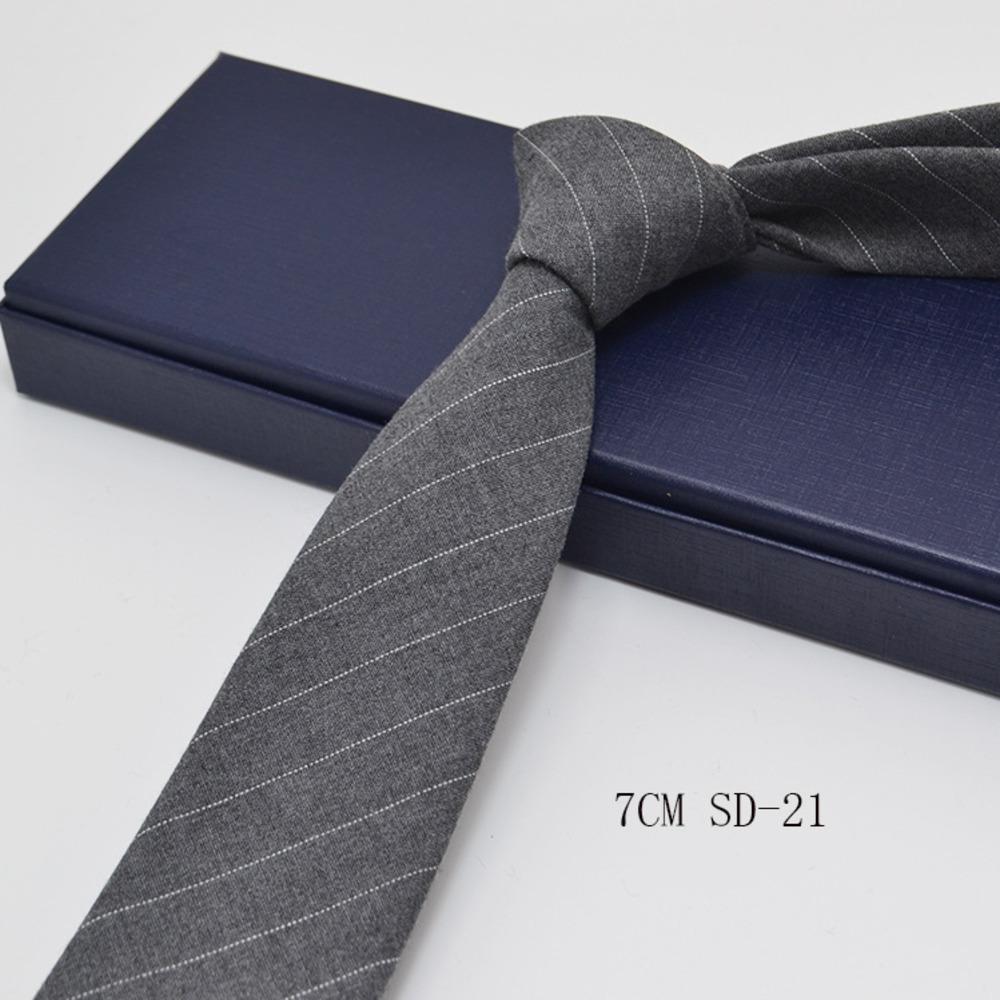 Luxury 7cm Grey Plaid Cotton Neck Ties For Men Soft TR Fabric Red Striped Neckties Casual Ties Wedding Party Groom Cravat Gift