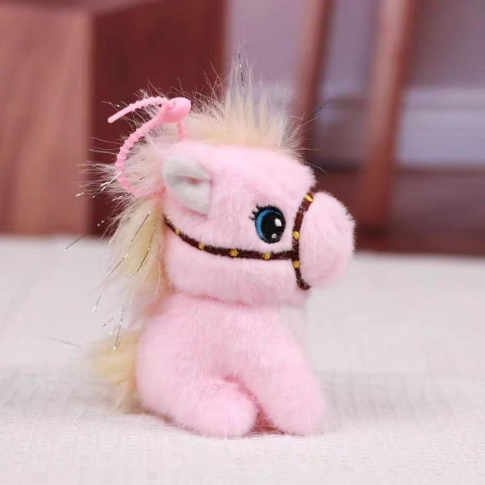 Cartoon Stuffed Animal Keyring Solid Color Zodiac Pony Figurine Year of Horse