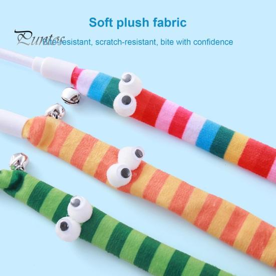 Interactive Cat Stick Toy Playing Teaser Wand with Crisp Bells Scratch-Resistant Bite-Resistant Cute Cartoon Relieve Boredom Soft Cat Tease Stick
