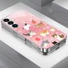 Pink cute cartoon animal silver plated glass phone case suitable for Samsung GalaxyS26 S25 S24 S22 S21 S20FE/Ultra/Plusanti drop