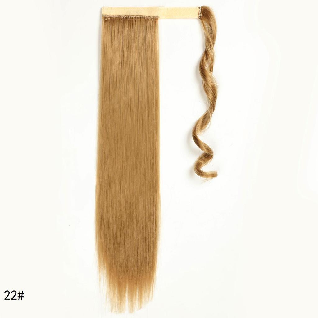 Synthetic Straight Ponytail Hair Extension With Velcro Wrap Design, 60cm Long Sleek Wrap Around Ponytail For Women Girls