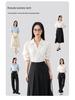 Women's Elegant V-Neck Lapel White Short-Sleeve Shirt, Chic Summer Style, Unique Design