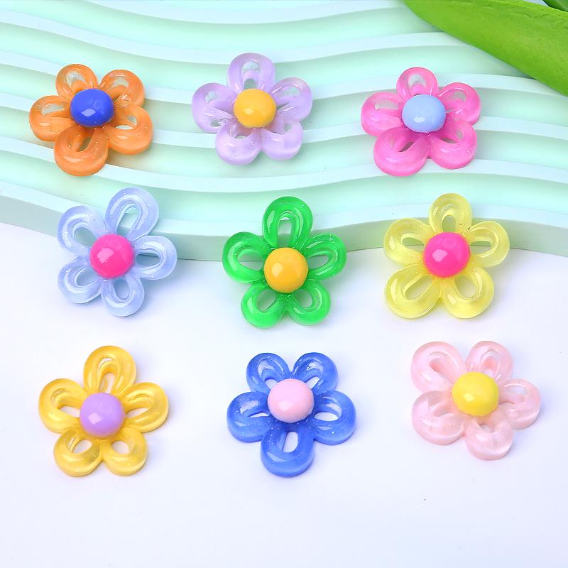 Hollow Flower Resin DIY Hair Clips, Refrigerator Magnets, and Hair Ties Accessories.