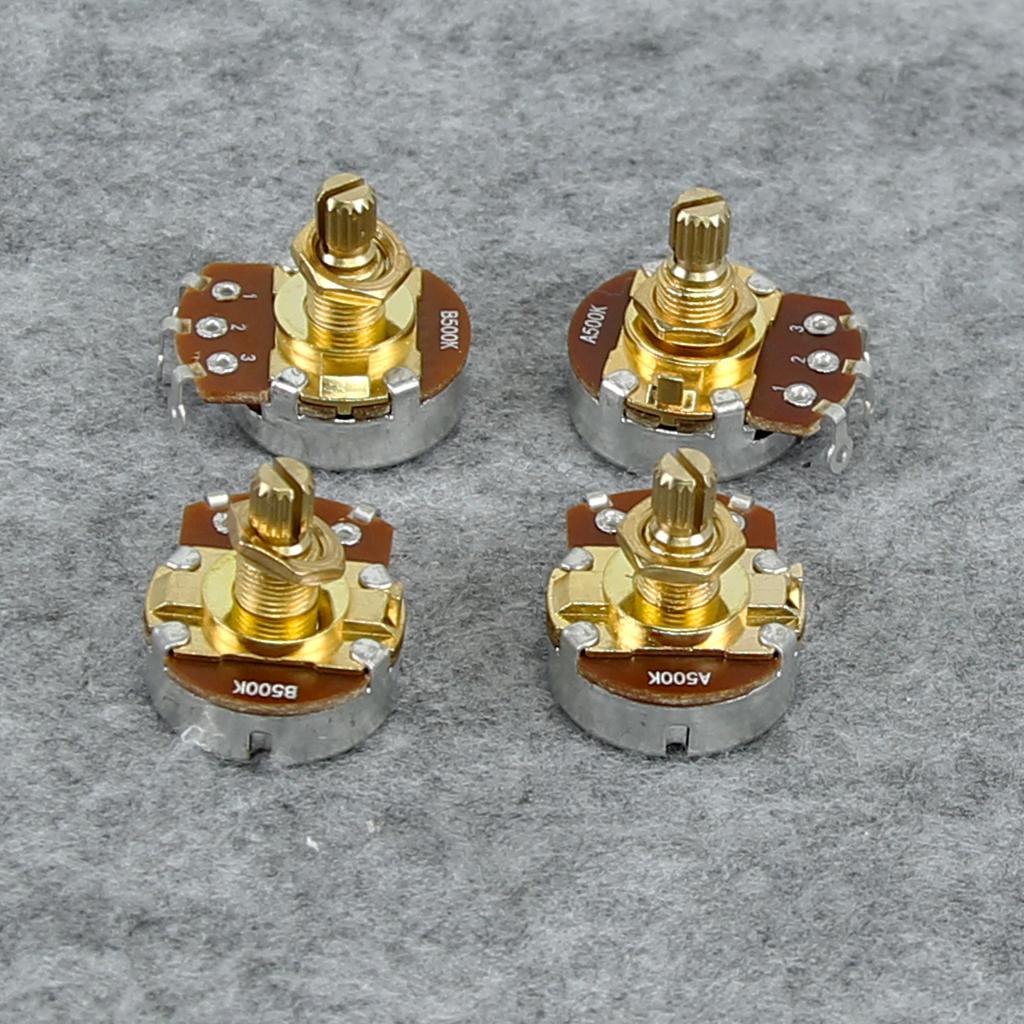 FLEOR 4 Stück Goldener kurzer Schaft Potentiometer Gitarren Potis 500K 250K Wählen Sie E-Gitarrenteile