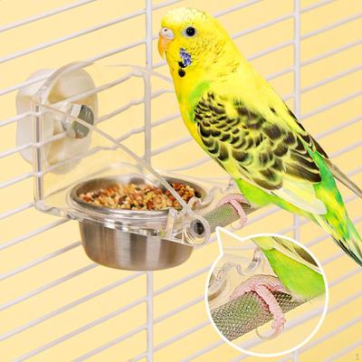 Bird Feeder for Cage Parakeet Accessories with Anti Slip Stand Transparent Sturdy Dispenser