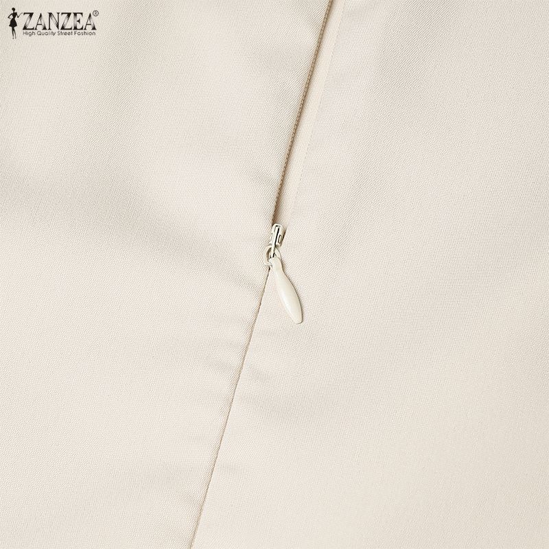 ZANZEA Women Casual Round Neck 3/4 Sleeve Loose Dress