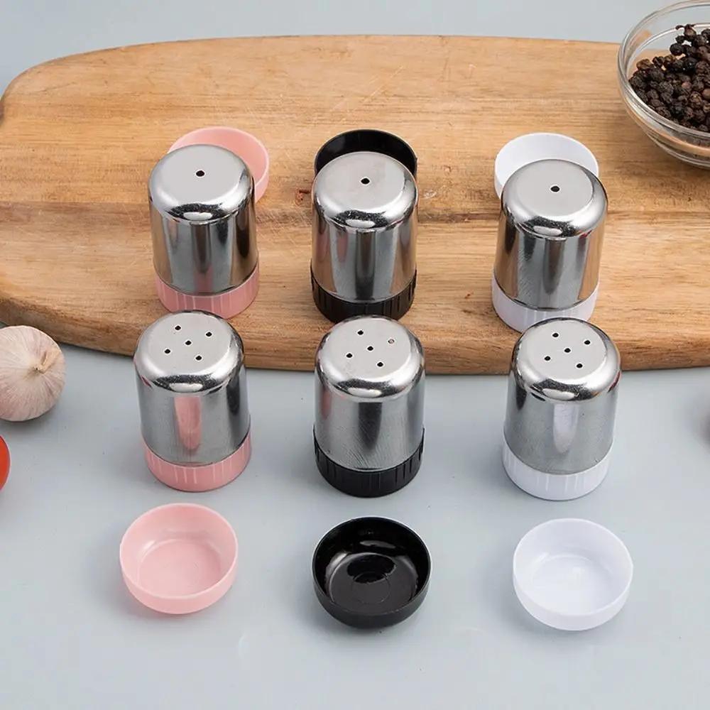Stainless Steel 5-hole Salt Shaker Portable Mini seasoning Bottle with Dust Cover Small Pepper Bottle Condiment Jar Kitchen Tool