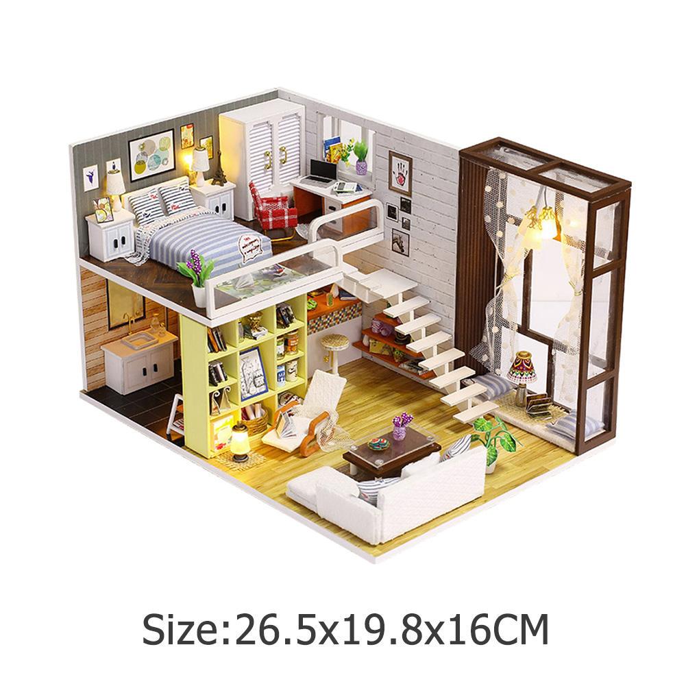 Buy Assembly Building Doll House Wooden Miniature DIY Dollhouse