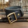 Belt Men's Korean-Style Retro Distressed Trendy Unique Double Needle Copper Buckle Genuine Leather New Pure Cowhide Jeans Belt
