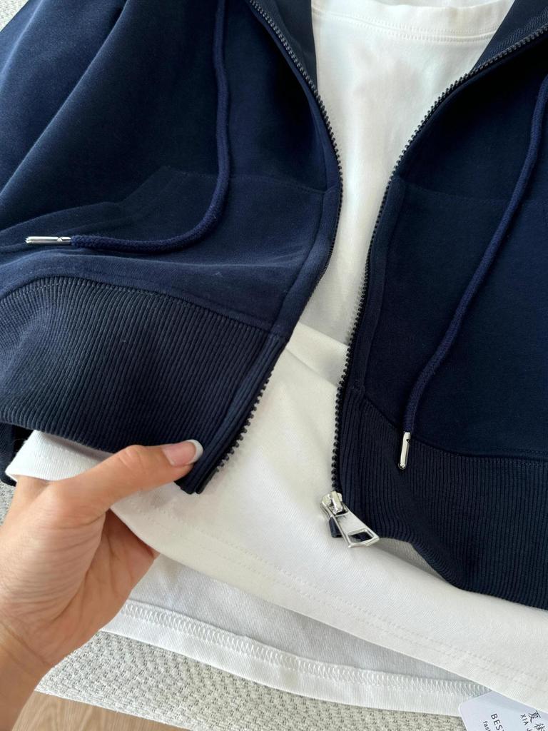 Dámská růžová mikina s kapucí - Jaro/Podzim 2024 Ležérní volný střih Krátká bunda