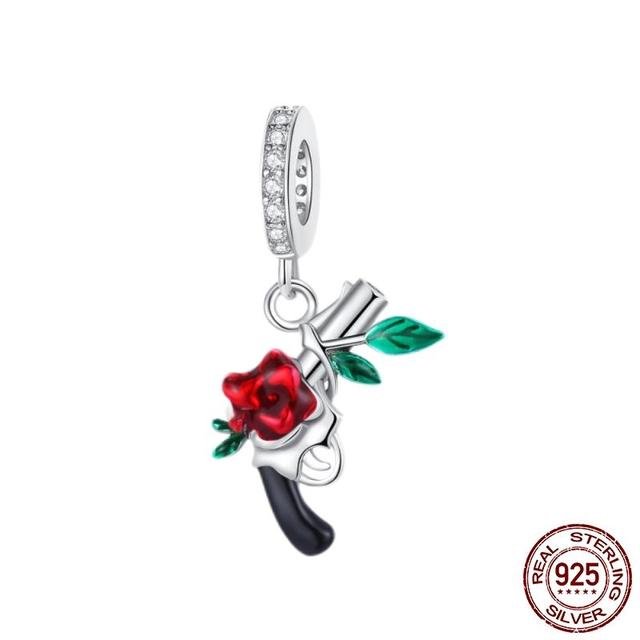 Maleta Rosa Colgante Unicornio de la Suerte Plata 925 Charm Ajuste Pulsera Fasion Original Collar Fabricación Joyería de Moda Regalo 2023 Nuevo