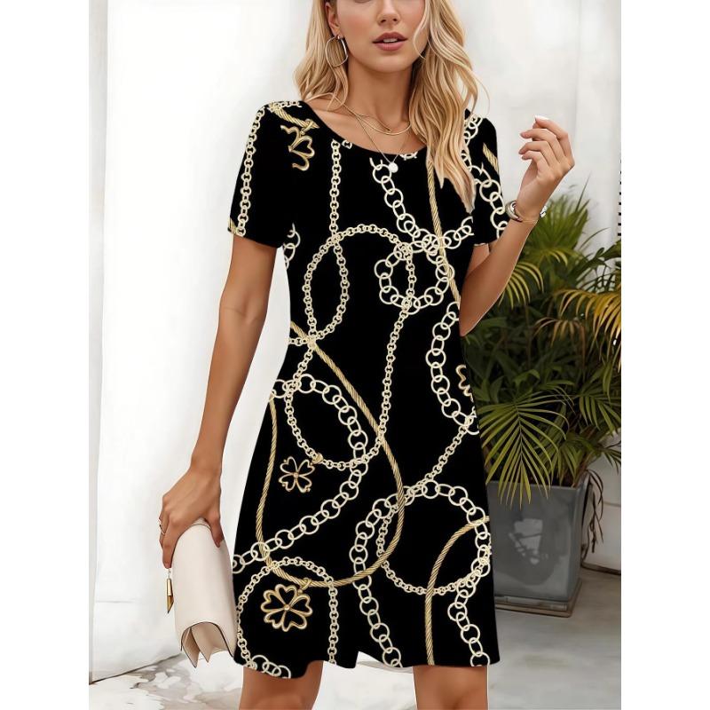 Oversized Women Midi Dress Summer Short Sleeve Print Chic Loose Pullover Robe Female Koreon Fashion Casual Vintage Dresses 2025