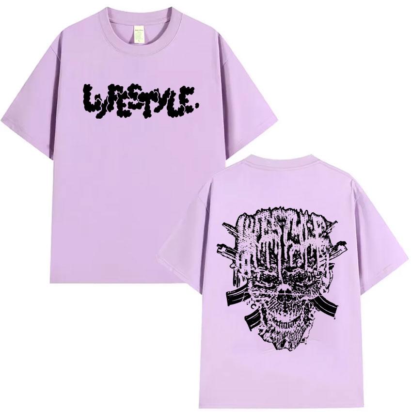 Rapper Yeat Lyfestyle Totenkopf Grafiken Album T-Shirt Herrenkleidung Lässig Baumwolle Kurzarm Sommer Übergröße Streetwear T-Shirts