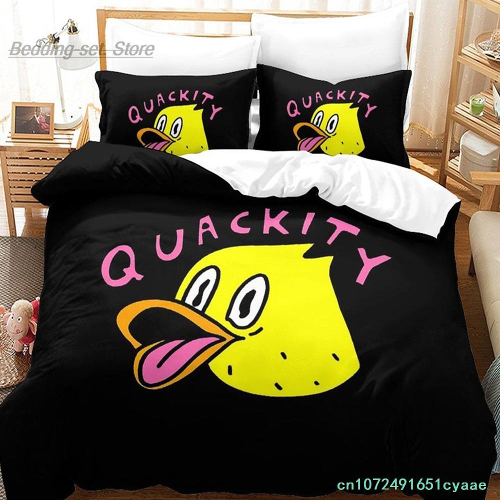 Quackity Duck Bedding Set Single Twin Full Queen King Size Bed Set Aldult Kid Bedroom Duvetcover Sets 3D Anime Bed Sheet Set