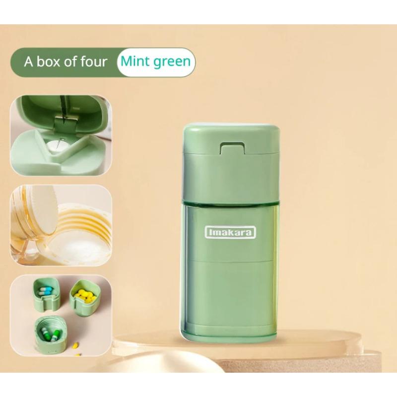 1PCS Creative Multi-functional Pill Box Portable Dispenser Home Mini Portable Pill Box 5-in-1 Manual Pill Grinder Storage Box