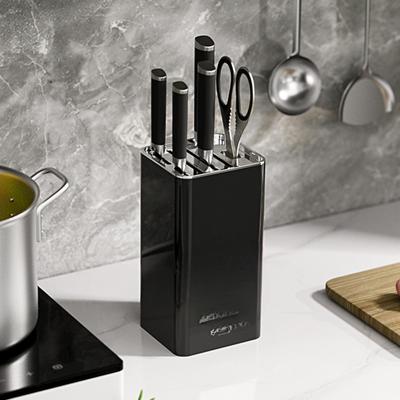 Crystal Craft Knife Kitchen Scissors Storage Simple Holds 5 Knives Stand, Case, Stylish, Design, [Black]