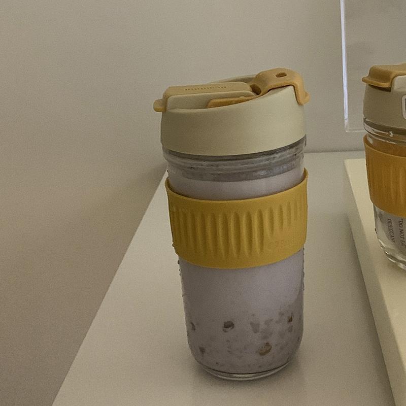 Korean Glass Water Bottle ins Portable Glass Cup With Lid Straw For Coffee Milk Tea Juice Anti-scalding School Drink Bottle Gift