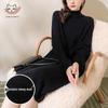 Snuofude Women's High-Neck Wool Blend Knitted Midi Dress