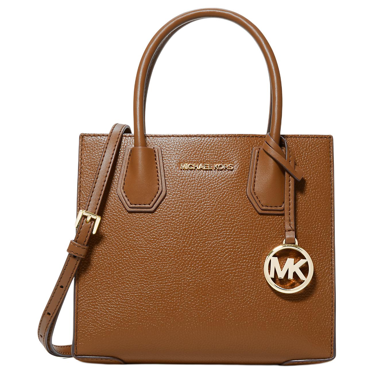 Michael Kors Mk Mercer Solid Logo Pebbled Leather Accordion Tote Shoulder Crossbody Bag Women bags Warm-Brown 35S1GM9M2L-230 Small