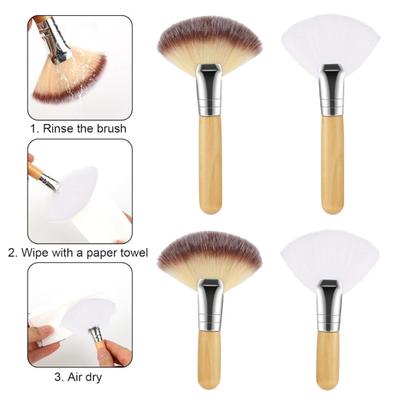 4 Adet Yüz Fan Fırçası Ahşap Saplı Kadın Makyaj Fırçası Yumuşak Kabarık Kıllar Estetisyen Yüz Maskesi Kil Uygulayıcı Fırça Aletleri