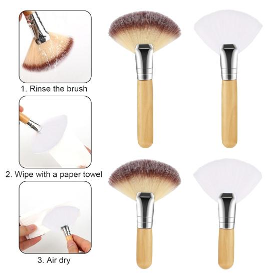 4Pcs Facial Fan Brush Wooden Handle Women Makeup Brush Soft Fluffy Bristles Esthetician Facial Mud Clay Applicator Brush Tools