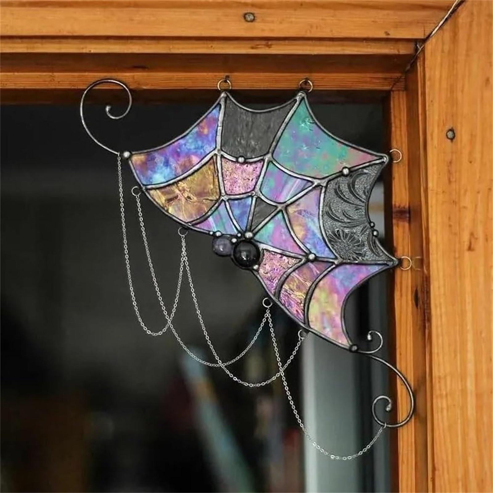 

2D Acrylic Spider Web Door Topper Halloween Decoration Hanging Spider Ornament Indoor Outdoor Seasonal Party Accessory