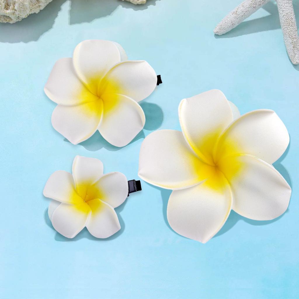 6 Pcs Foam Plumeria Flower Clips, Hawaiian Flower Hair Clips for Women Girls Party Beach Wedding, Hair Styling Accessories