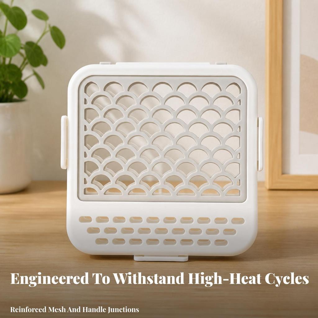 Small-Item Cleaning Basket Fast-Draining Clamshell Dishwasher Holder Compact