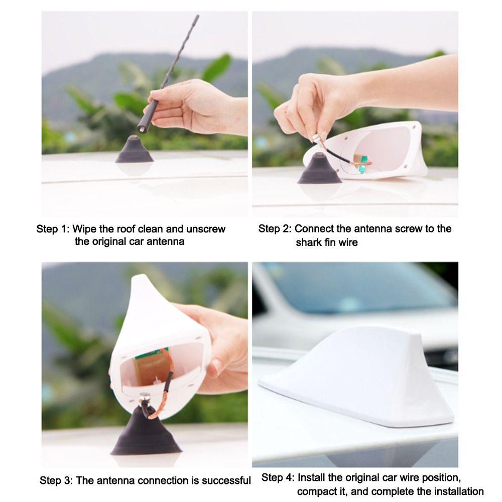 Portable Car Shark Fin Antenna Punch-free Waterproof FM/AM Radio Signal Antenna Aerial Antenna Cover Auto Roof Shark Fin Aerial