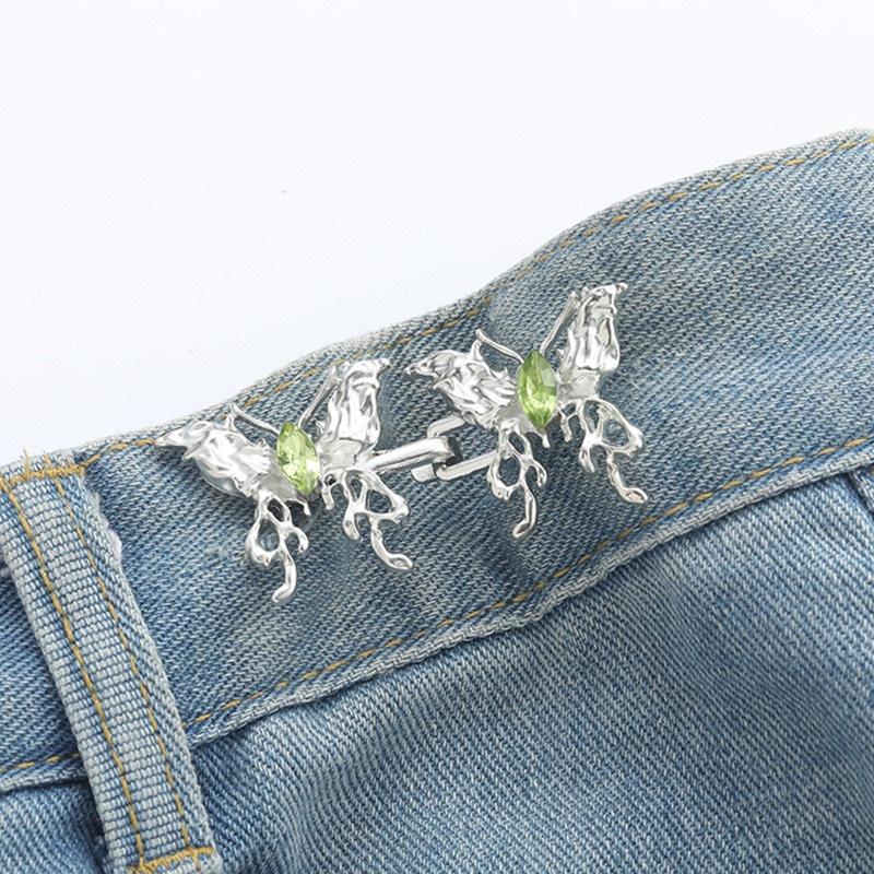 

Butterfly Pant Waist Tightener Adjustable Waist Buckle Set Detachable Button Tightener Button Adjuster Buttons Pins For Jeans серебряный