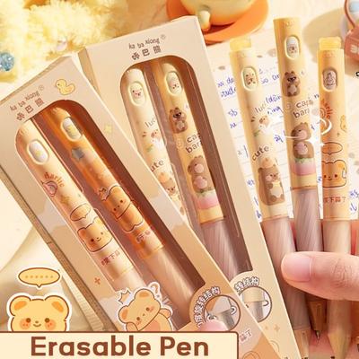 2PCS/Box Rotating Out Erasable Pen Soft Grip Neutral Pen High Quality Ballpoint Pen  School Office