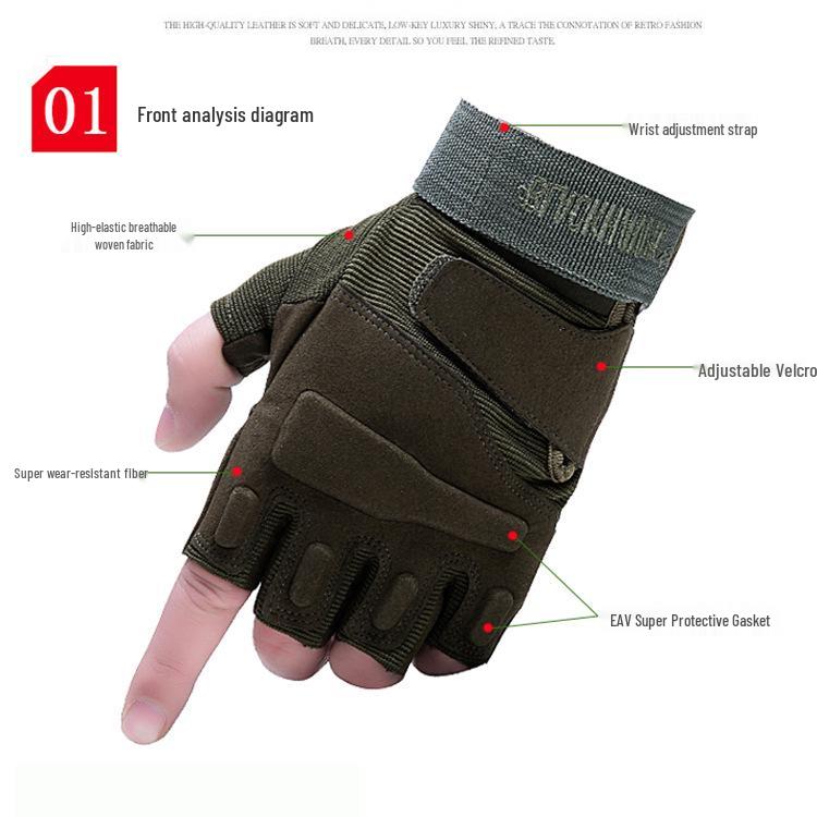 Men's Tactical Half-Finger Cycling Gloves - Spring/Summer Cut-Resistant Outdoor Sports Gear