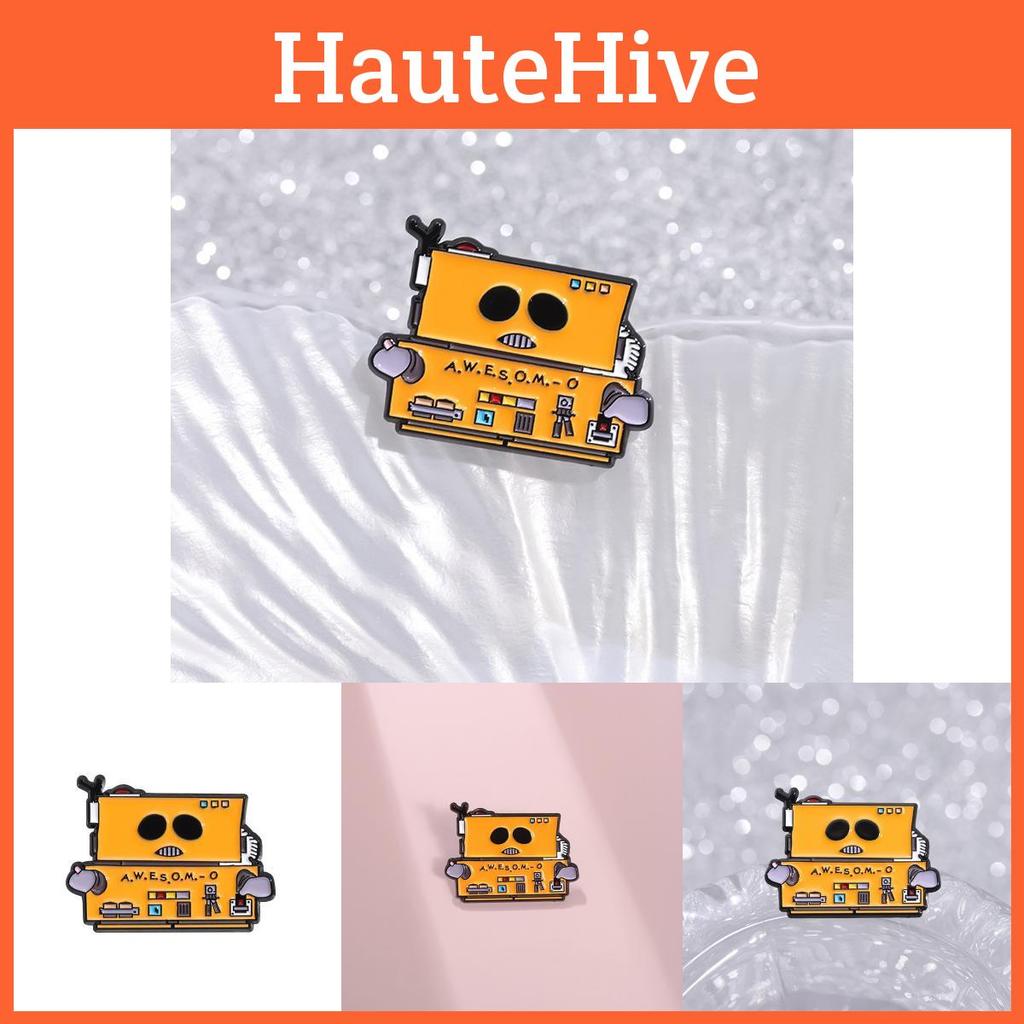 Unique Enamel Orange Robot Brooch Fashionable Gift For Both Men And Women