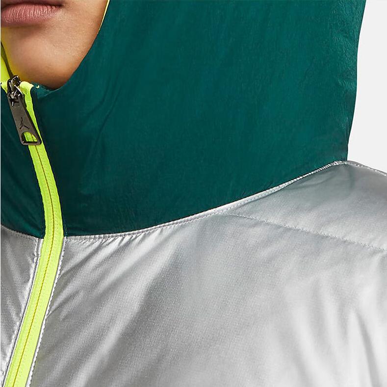 Jordan Mid-Length Colorblock Hooded Down Jacket Women Outerwear Green CV2561-300