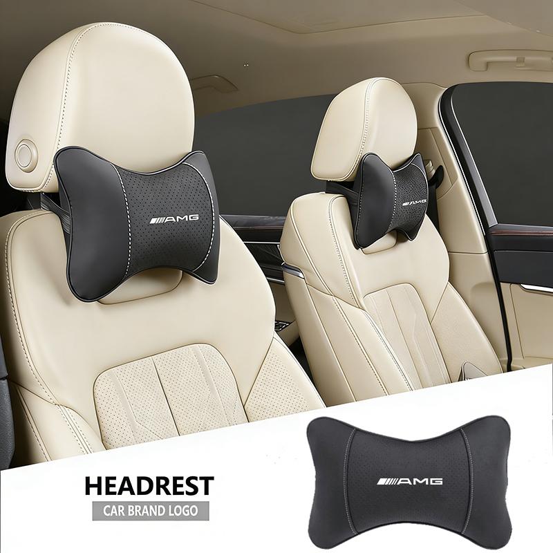 1Pcs Car Seat Headrest Auto Logo Neck Pillow For Mercedes Benz AMG Smart W205 C300 W203 W206 W108 W124 W126 W140 W168 W169 W176 OM8