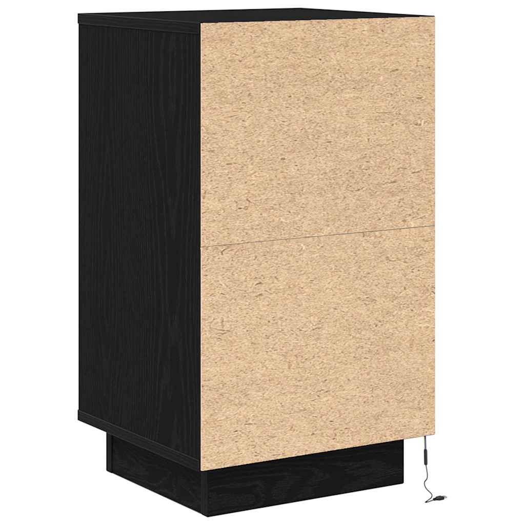 Nightstand with LED Lights Black 38x34x65 cm