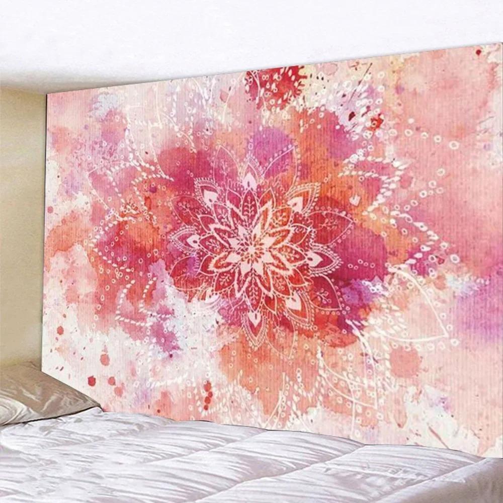 Bohemian Indian Mandala Hippie Psychedelic Peacock Mandala Wall Hanging Fitted Sheet Tapestry Wall Tapestry