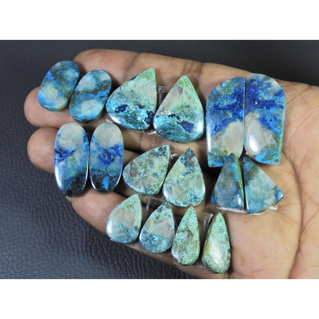 186Cts. Natural Shattuckite Matched Pair Mix Cabochon Gemstone 8Pair Lot C-1445