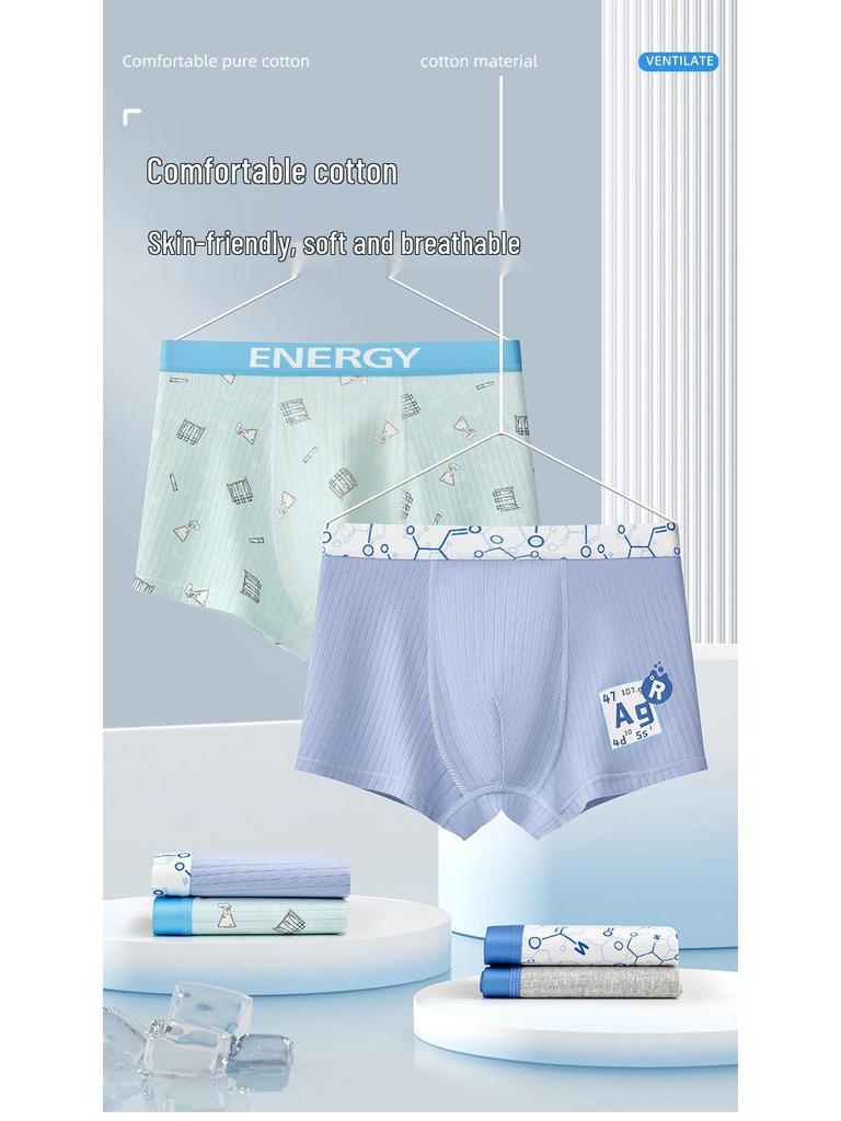 Boys' Breathable Cotton Boxer Briefs with Antibacterial Crotch, Sizes 15-18 Years