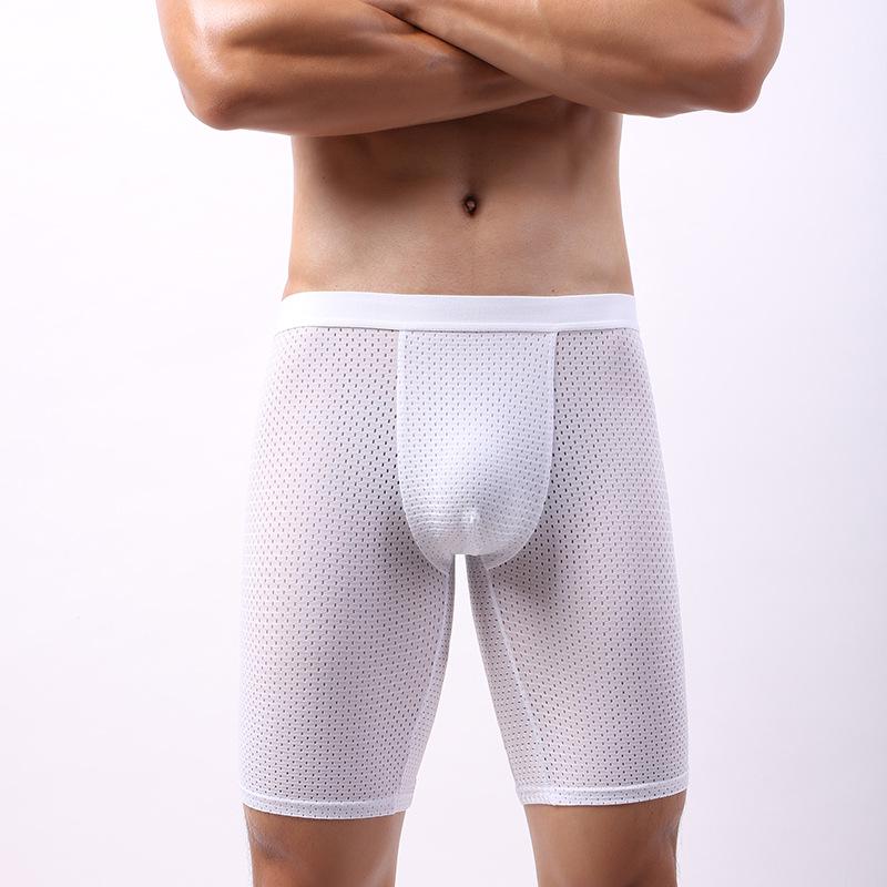 Men's Ice Silk Mesh Breathable Boxer Briefs - Anti-Chafing Four-Corner Shorts for Running