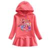 2026 Spring/Autumn Ruffle Rainbow Cartoon Girls' Long Sleeve Hooded Sweatshirt Dress