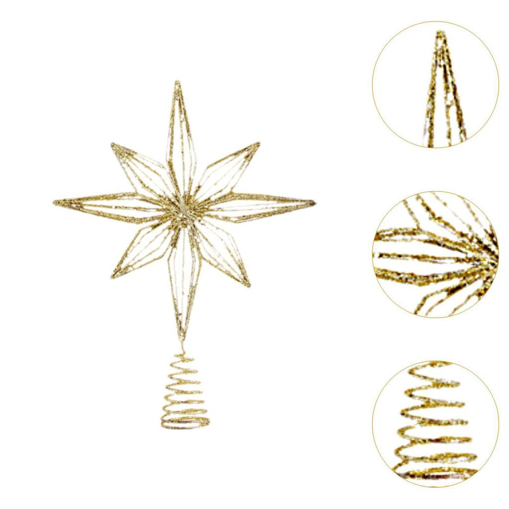 Christmas Tree Topper Star Window Display Decorative Eight Pointed Star Party Supplies New Year Luminous Sparkling Star Treetop
