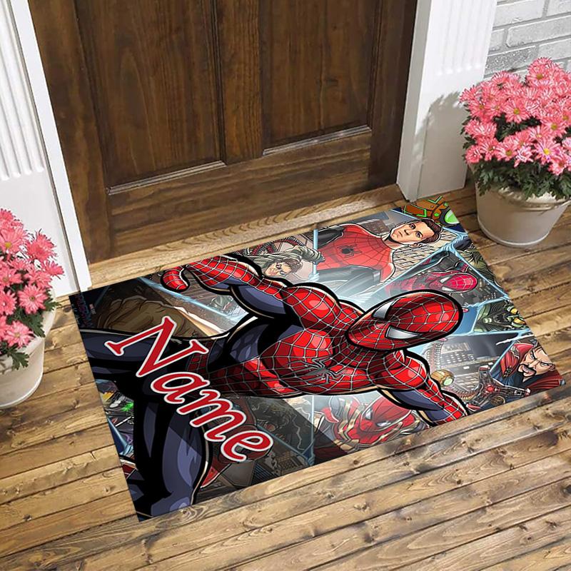 Personalized Name S-Spider M-Man Urban Living Room Non-Slip Area Rug Soft Carpet for Bedroom Kids Playroom Sofa Office Home Decor Doormat